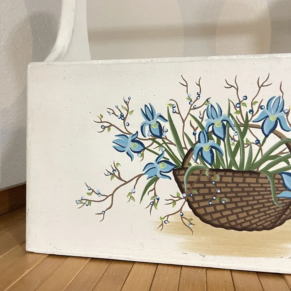Vtg Wooden Crate‎ Tote Box Farmhouse Tool Caddy Planter Storage Flower Granny